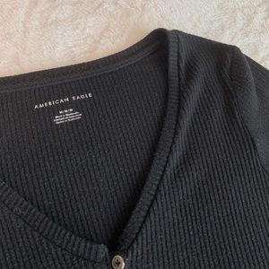 Black Ribbed Short Sleeve